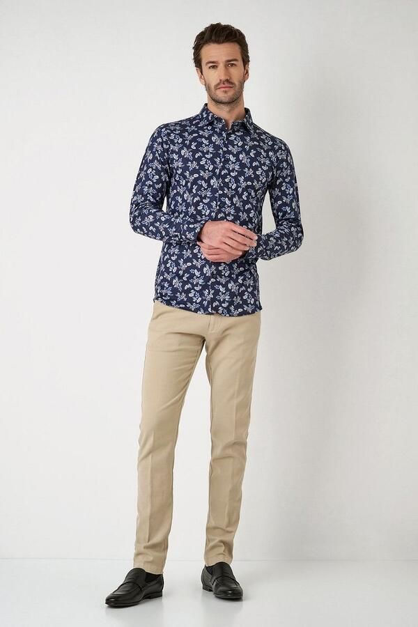 Desoto Overhemd Print Denim Blooming Navy - Foto 3