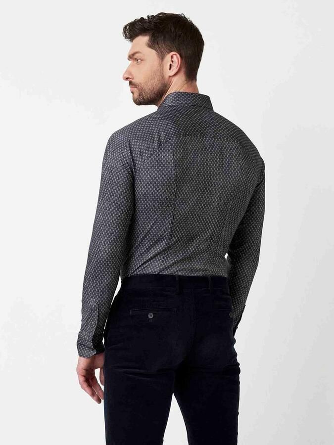 Desoto Overhemd Print Denim Donkerblauw - Foto 3