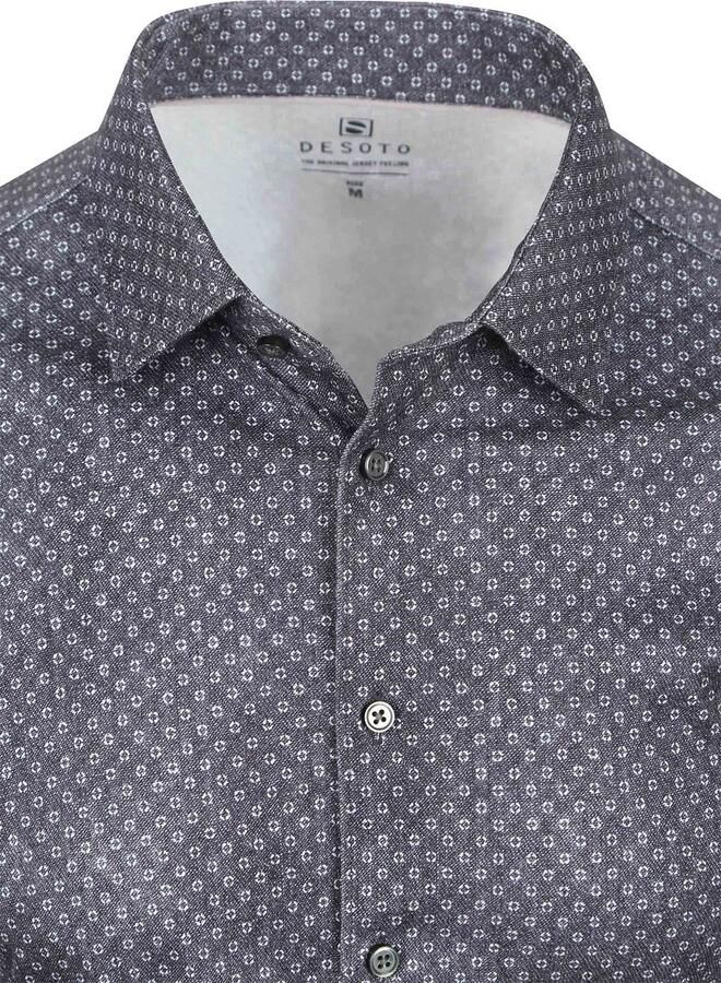 Desoto Overhemd Print Denim Donkerblauw - Foto 5