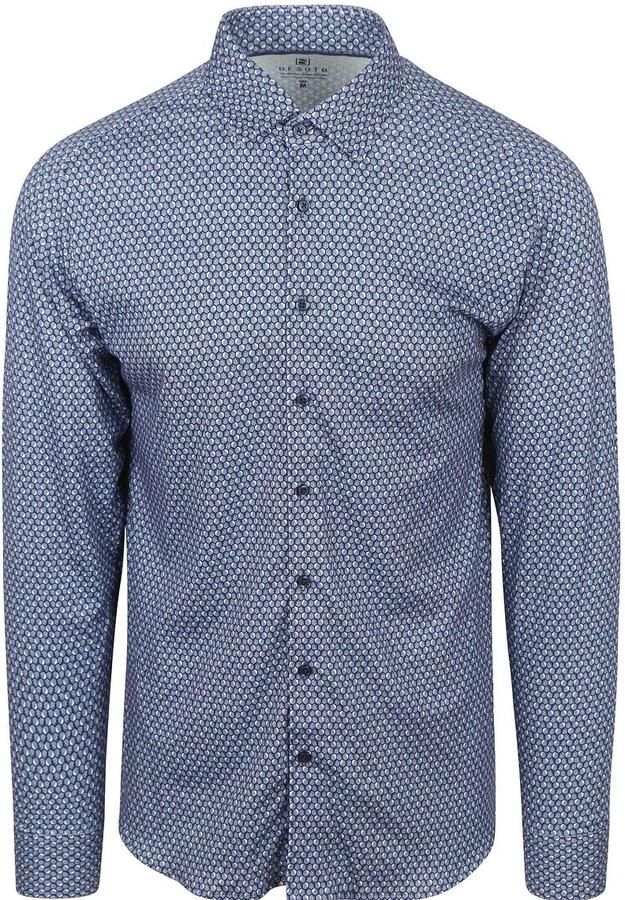 Desoto Overhemd Print Donkerblauw