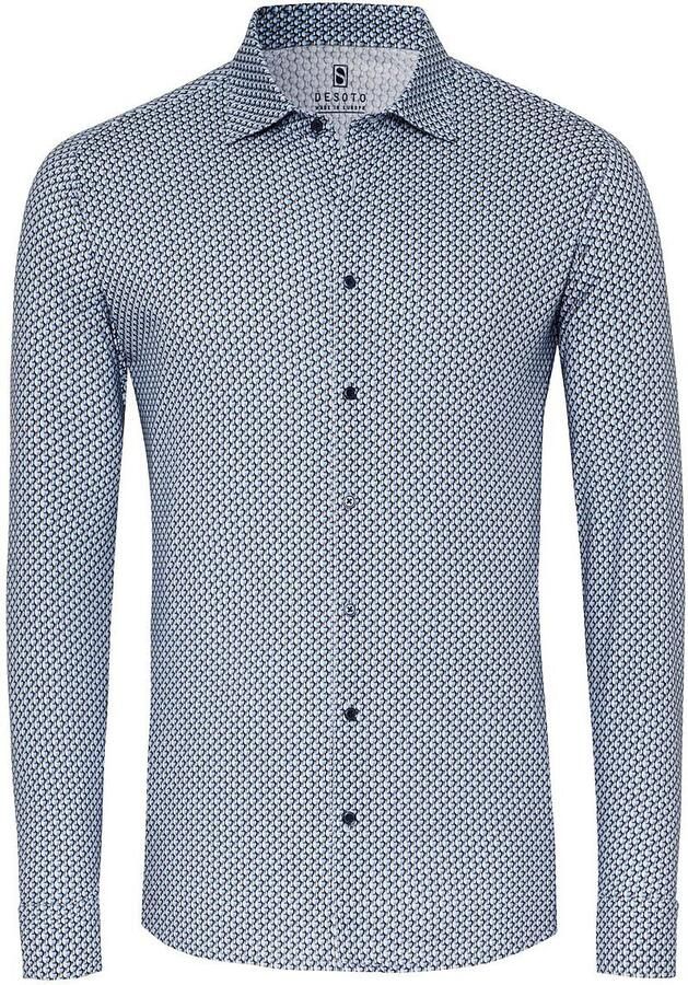 Desoto Overhemd met lange mouwen Jersey overhemd Casual Kent lange mouw Flexibele stretch met modieus allover-print