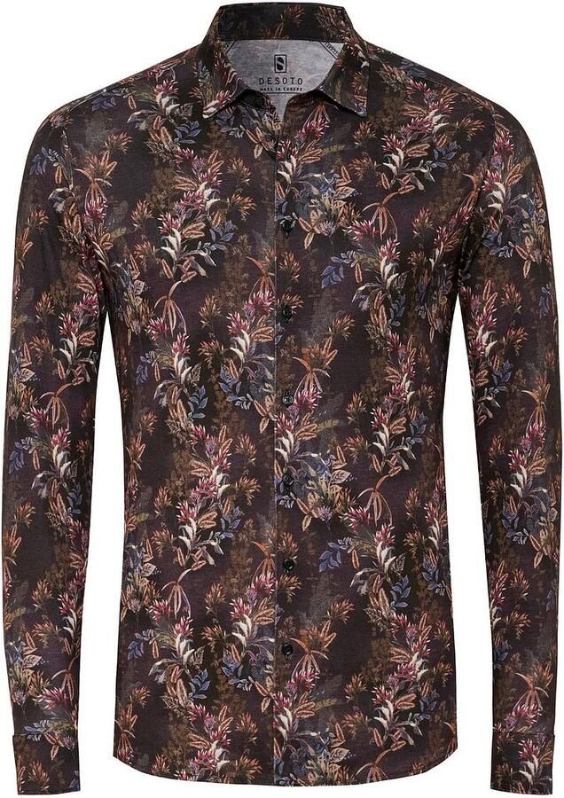 Desoto Overhemd Print Raw Umber Jungle Bruin