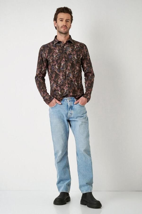 Desoto Overhemd Print Raw Umber Jungle Bruin - Foto 3