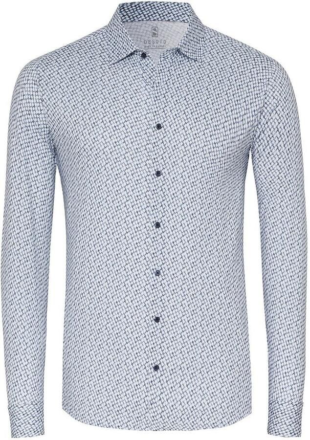 Desoto Overhemd met lange mouwen Jersey overhemd Casual Kent lange mouw Flexibele stretch met modieus allover-print