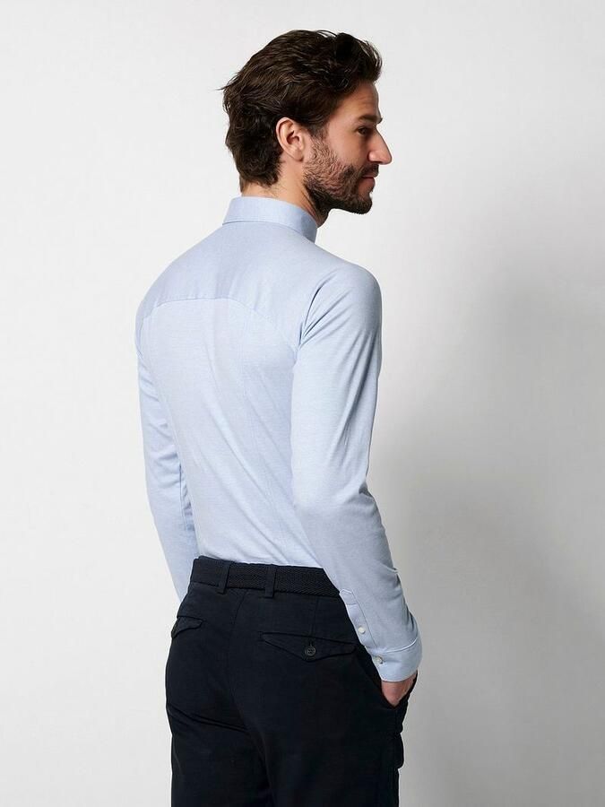 Desoto Overhemd Lange Mouw Overhemd Strijkvrij Kent Melange Lichtblauw - Foto 5