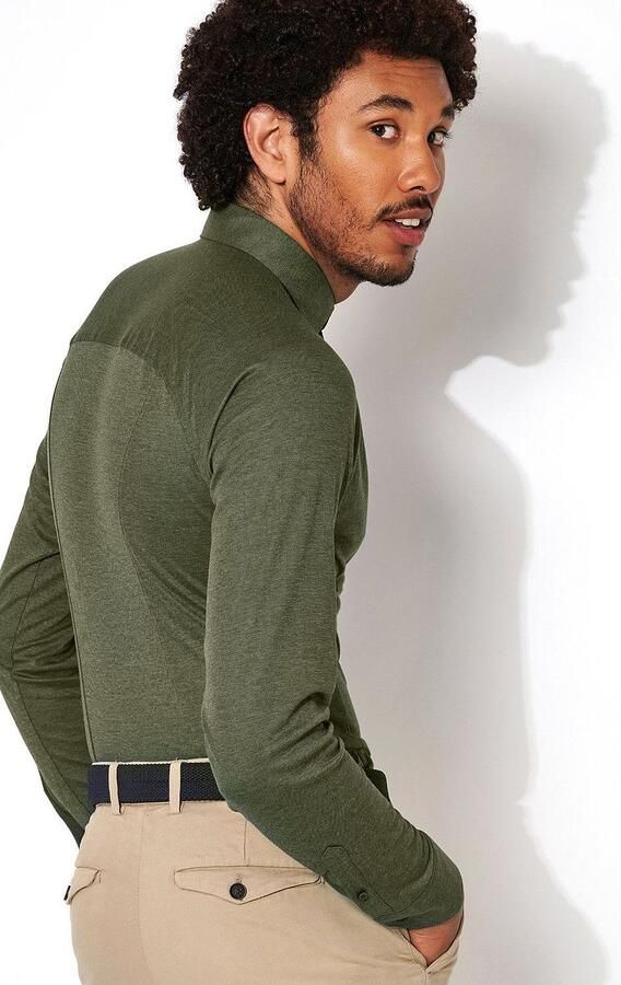 Desoto Overhemd Lange Mouw Overhemd Strijkvrij Modern Kent Donkergroen - Foto 8