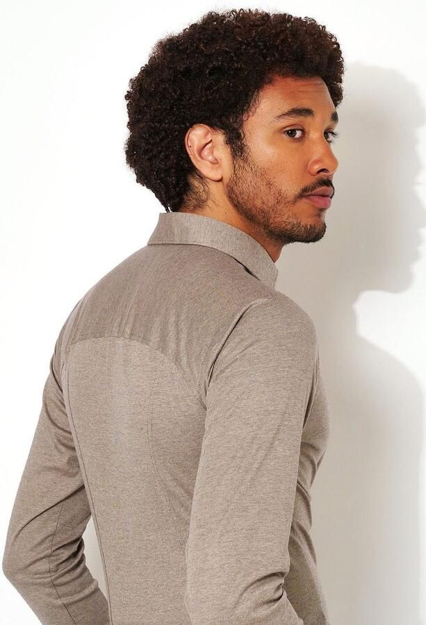 Desoto Overhemd Lange Mouw Overhemd Strijkvrij Modern Kent Lichtbruin - Foto 10