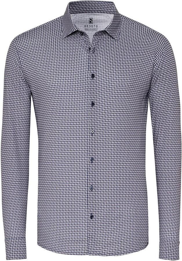 Desoto Overhemd Timeless Elegance Print Donkerblauw