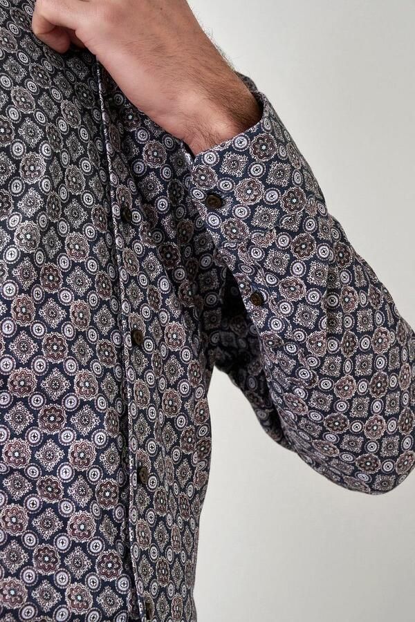 Desoto Overhemd Timeless Elegance Print Donkerblauw - Foto 4