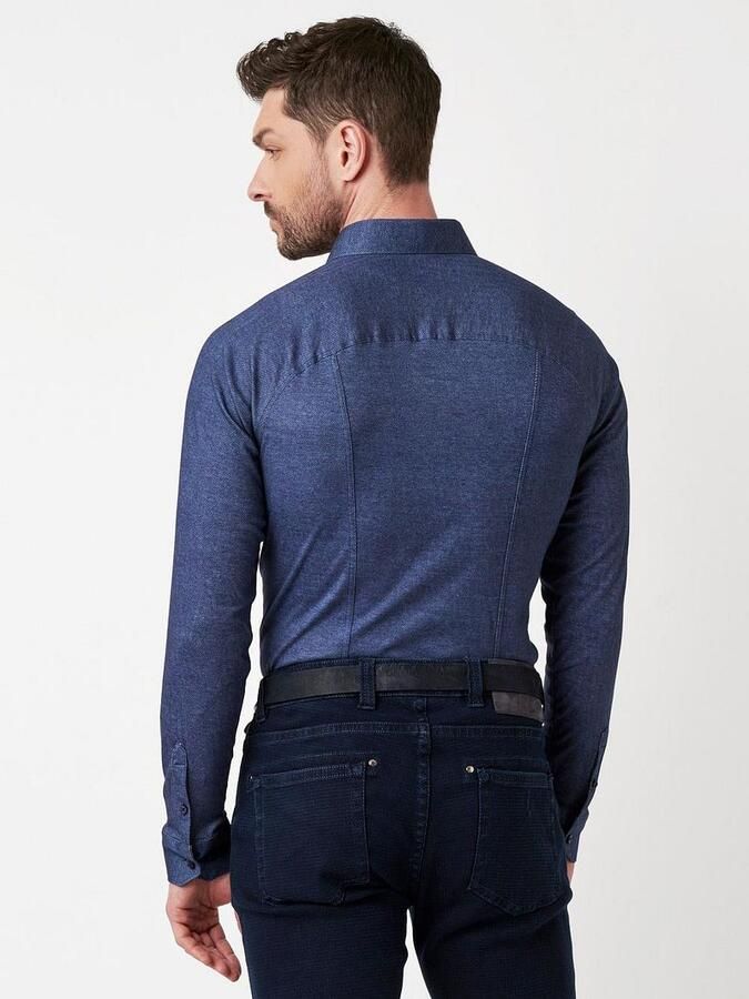 Desoto Overhemd Twill Indigo - Foto 2