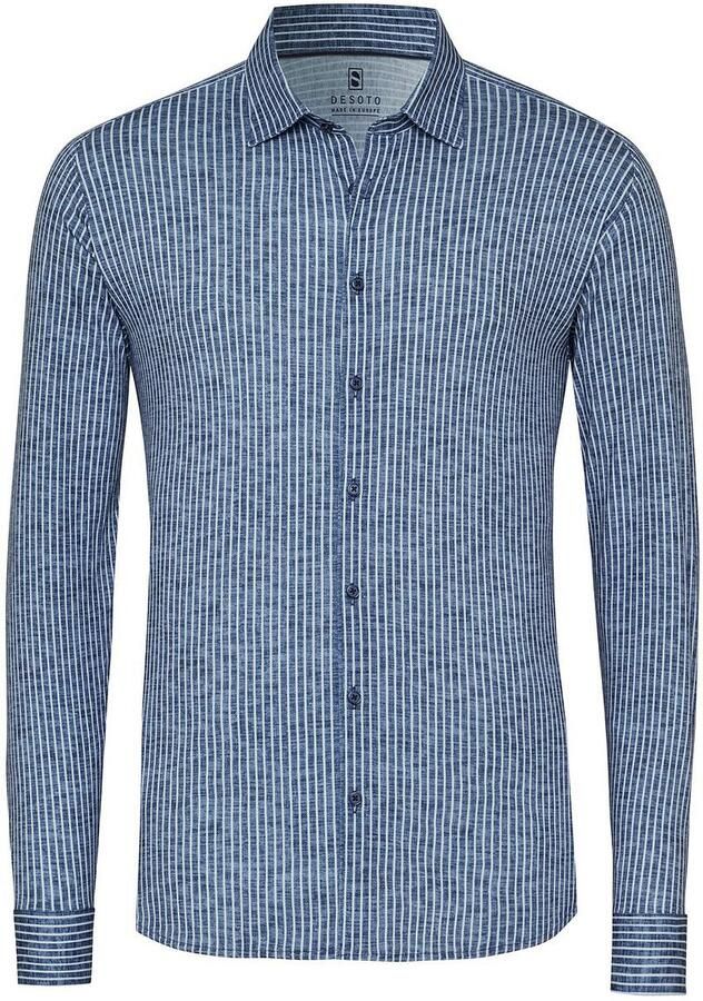 Desoto Shirt Kent Linen Optics Stripes Navy