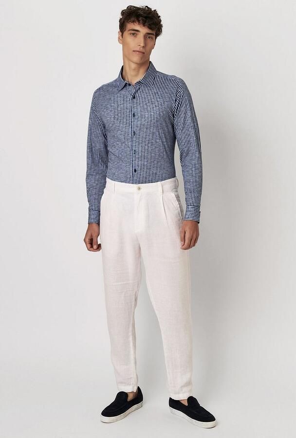 Desoto Shirt Kent Linen Optics Stripes Navy - Foto 2