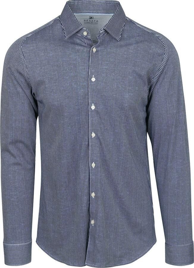 Desoto Shirt Kent Stripes White and Navy Blue