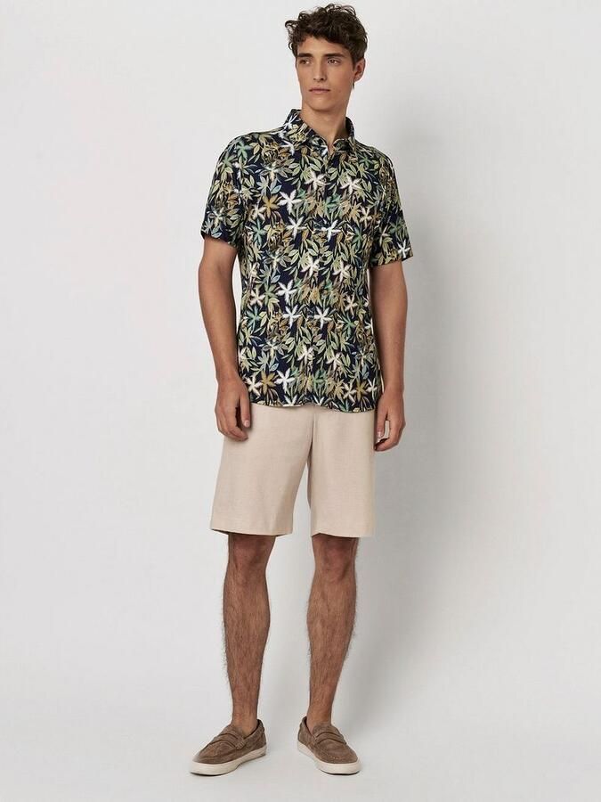 Desoto Short Sleeve Jersey Overhemd Botanic Print Navy - Foto 3