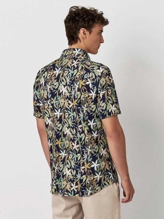 Desoto Short Sleeve Jersey Overhemd Botanic Print Navy - Foto 5