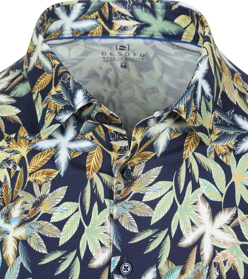 Desoto Short Sleeve Jersey Overhemd Botanic Print Navy - Foto 2