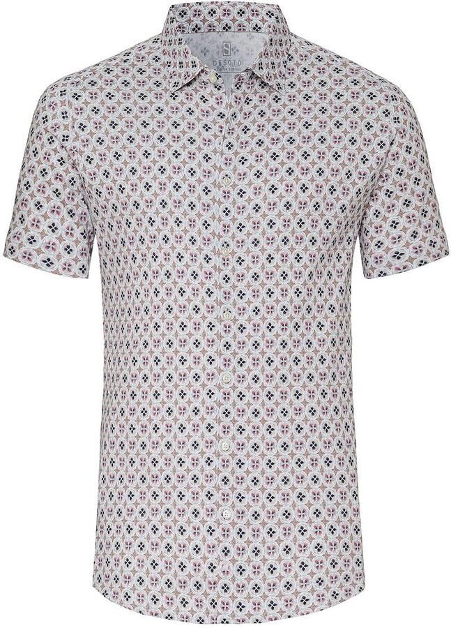 Desoto Short Sleeve Jersey Overhemd Print Beige