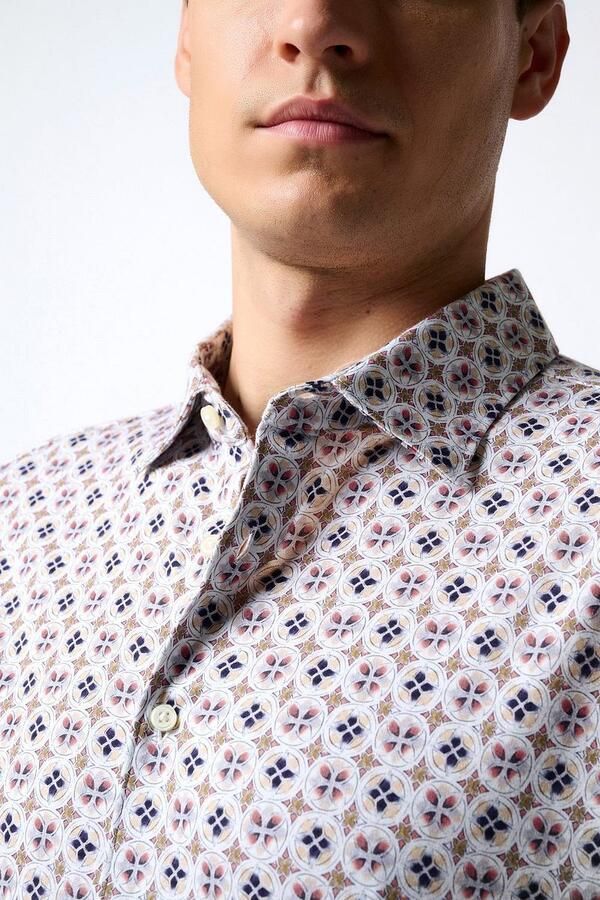 Desoto Short Sleeve Jersey Overhemd Print Beige - Foto 3
