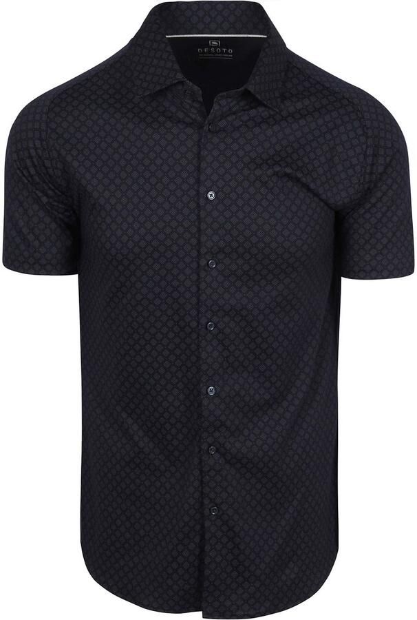 Desoto Short Sleeve Overhemd Cubes Navy
