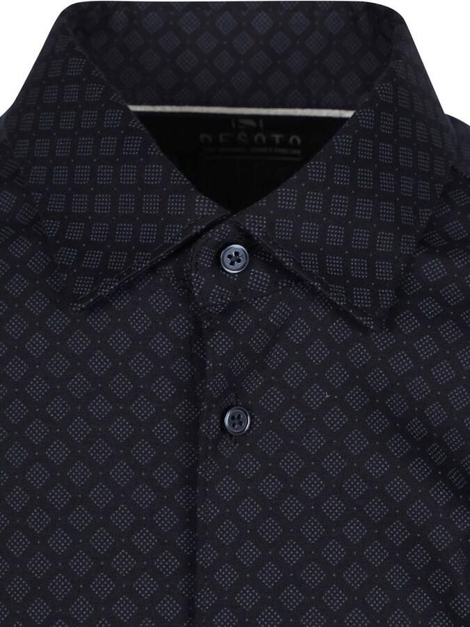 Desoto Short Sleeve Overhemd Cubes Navy - Foto 4