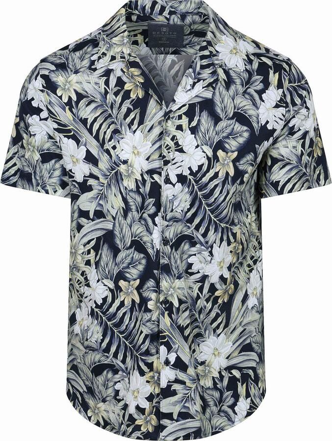 Desoto Overhemd Korte Mouw Short Sleeve Overhemd Festival Navy Groen - Foto 5