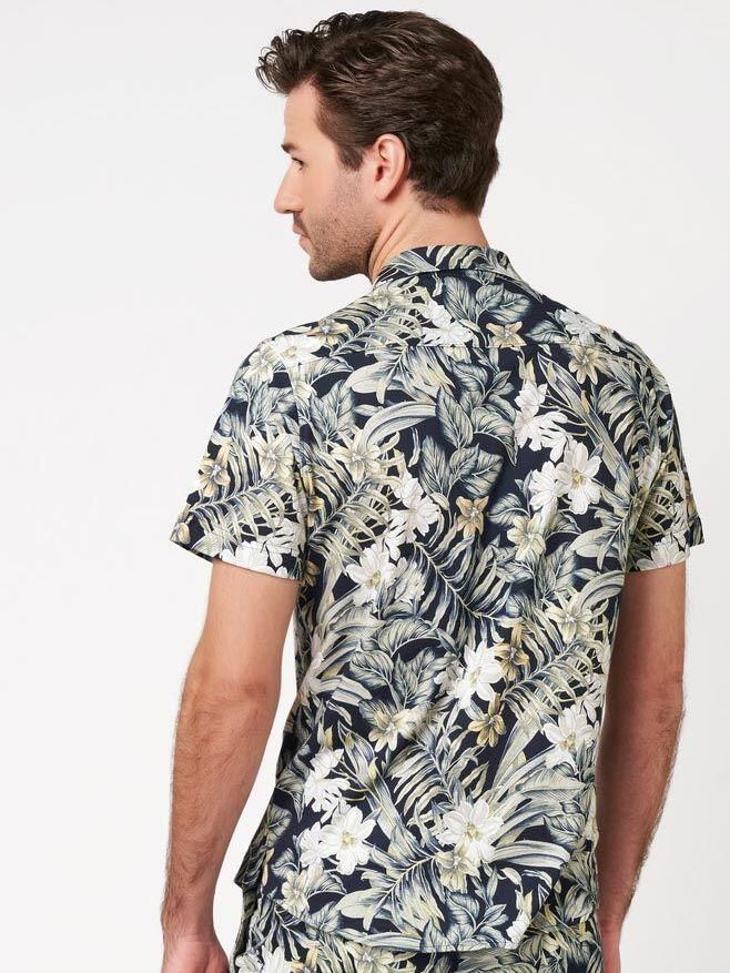 Desoto Overhemd Korte Mouw Short Sleeve Overhemd Festival Navy Groen - Foto 9