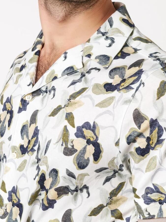 Desoto Short Sleeve Overhemd Festival Wit Groen - Foto 3