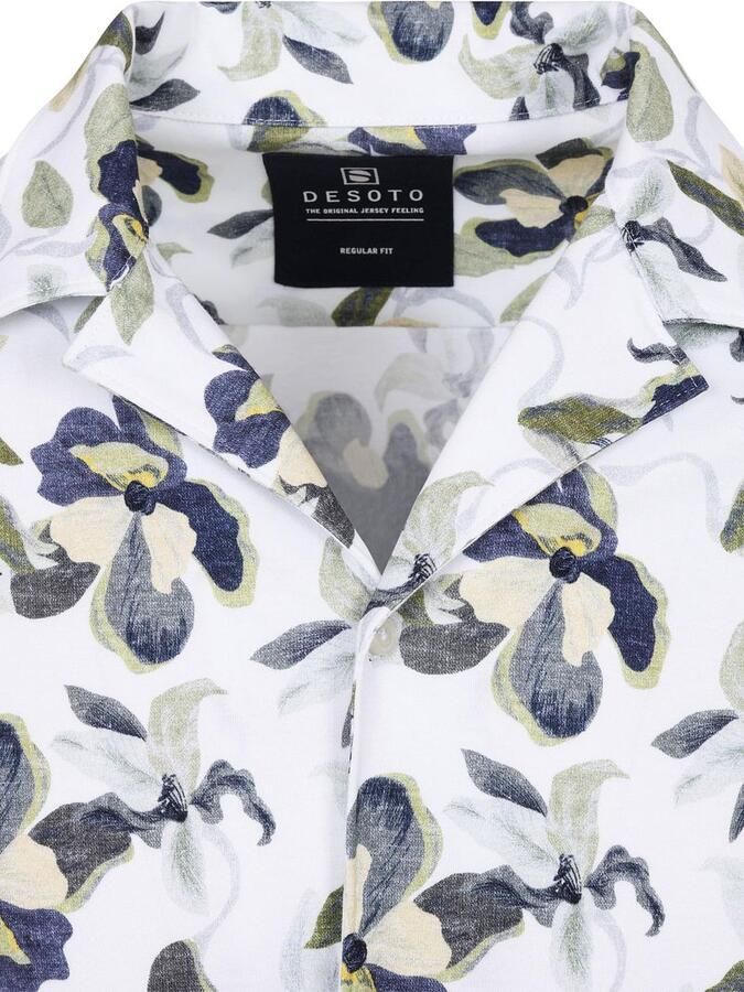 Desoto Short Sleeve Overhemd Festival Wit Groen - Foto 4