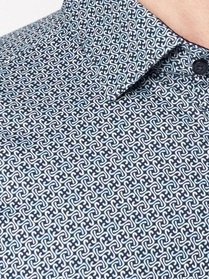 Desoto Short Sleeve Overhemd Print Aqua Blauw - Foto 2