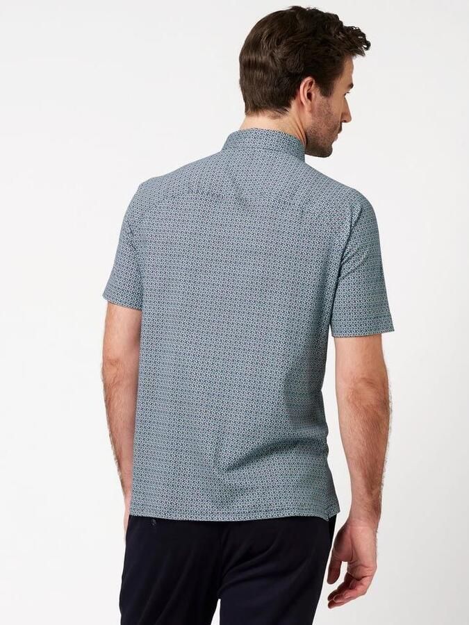 Desoto Short Sleeve Overhemd Print Aqua Blauw - Foto 3