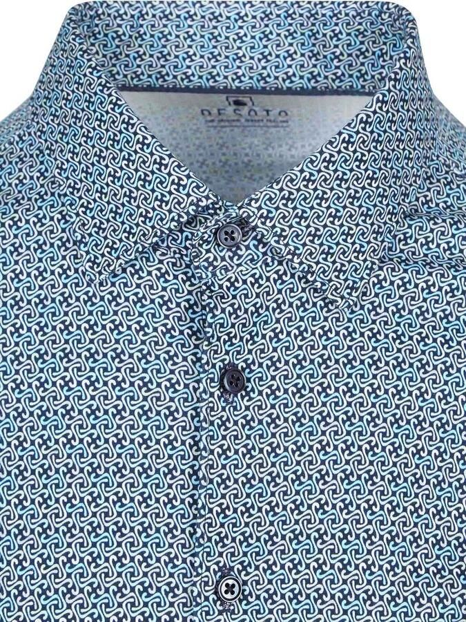 Desoto Short Sleeve Overhemd Print Aqua Blauw - Foto 4