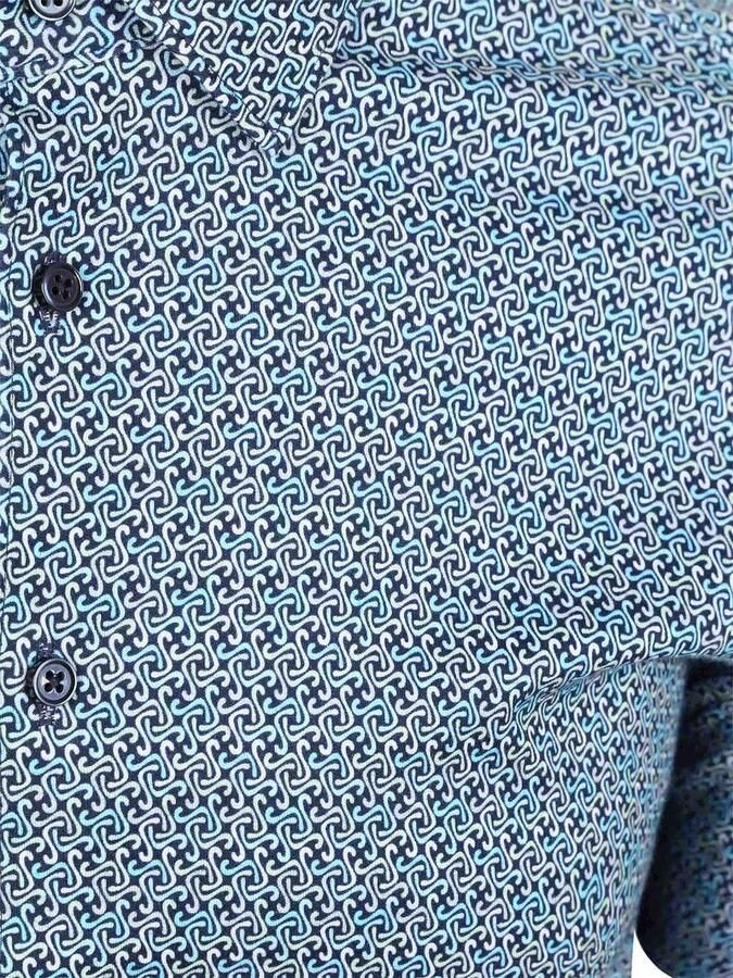Desoto Short Sleeve Overhemd Print Aqua Blauw - Foto 5
