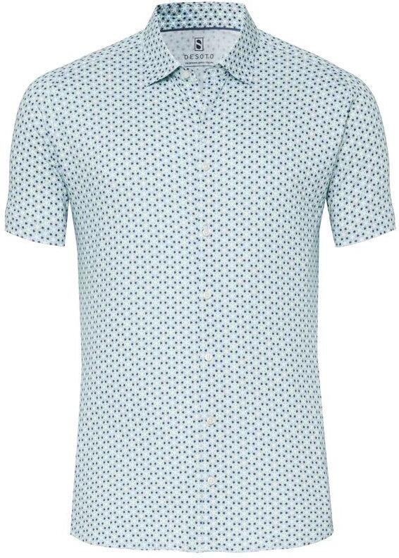 Desoto Short Sleeve Overhemd Print Blauw