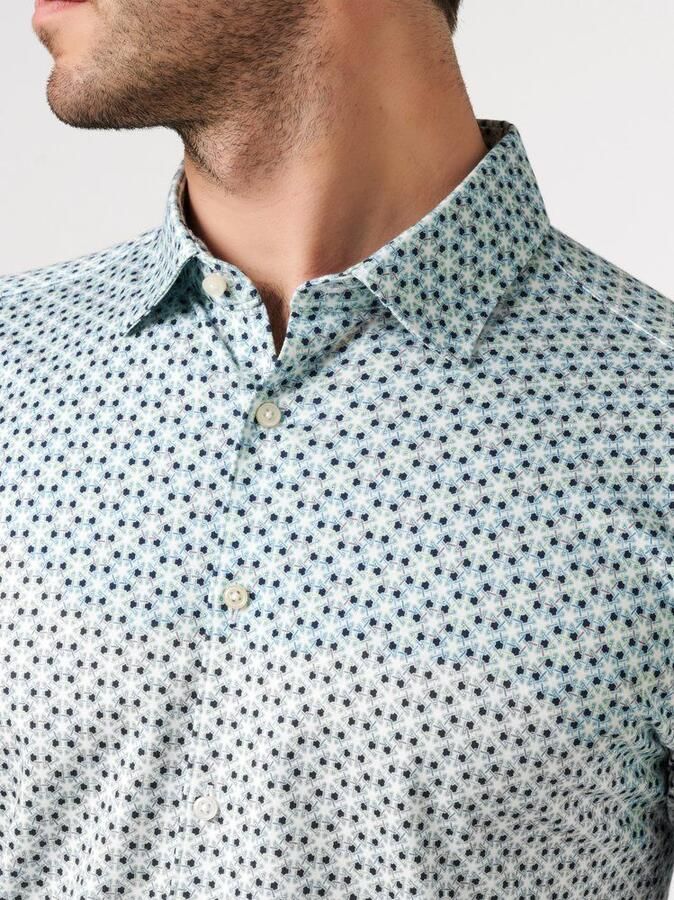 Desoto Short Sleeve Overhemd Print Blauw - Foto 3