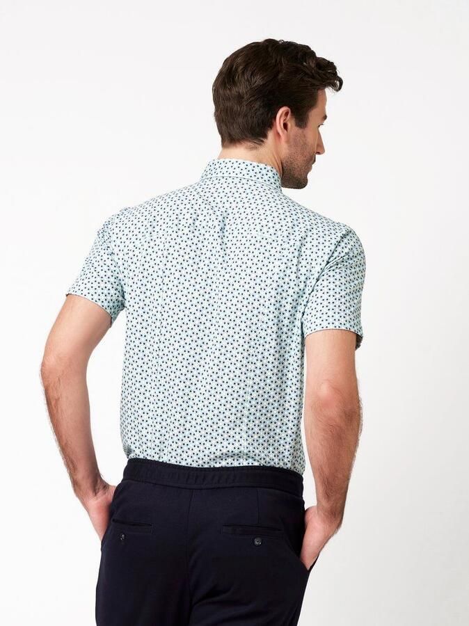Desoto Short Sleeve Overhemd Print Blauw - Foto 4