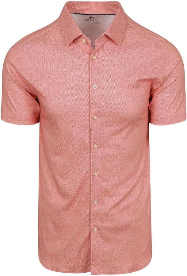 Desoto Short Sleeve Oxford Optics Overhemd Apricot Roze