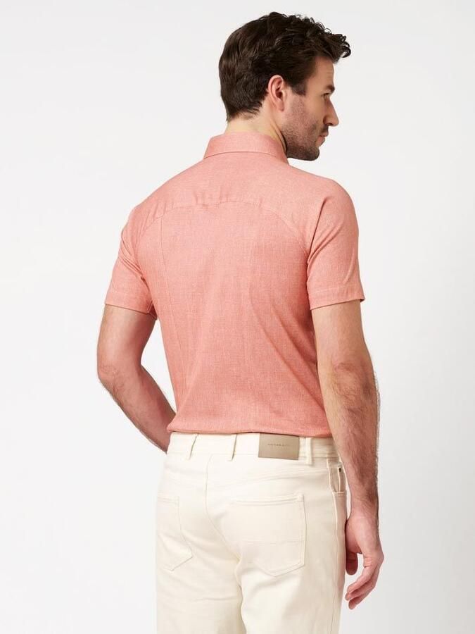 Desoto Short Sleeve Oxford Optics Overhemd Apricot Roze - Foto 3