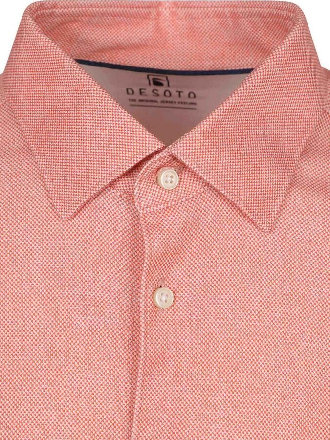 Desoto Short Sleeve Oxford Optics Overhemd Apricot Roze - Foto 4