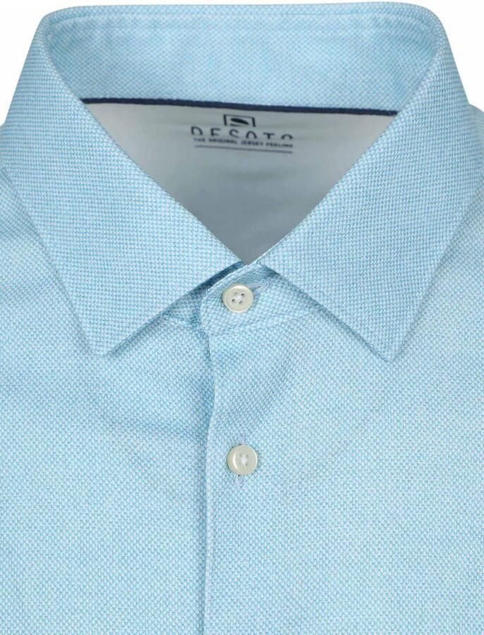 Desoto Short Sleeve Oxford Optics Overhemd Aqua Blauw - Foto 2