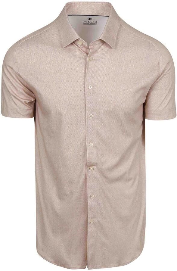 Desoto Short Sleeve Oxford Optics Overhemd Beige