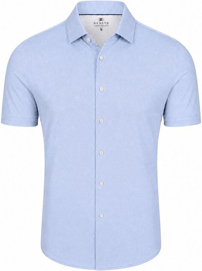 Desoto Short Sleeve Oxford Optics Overhemd Lichtblauw