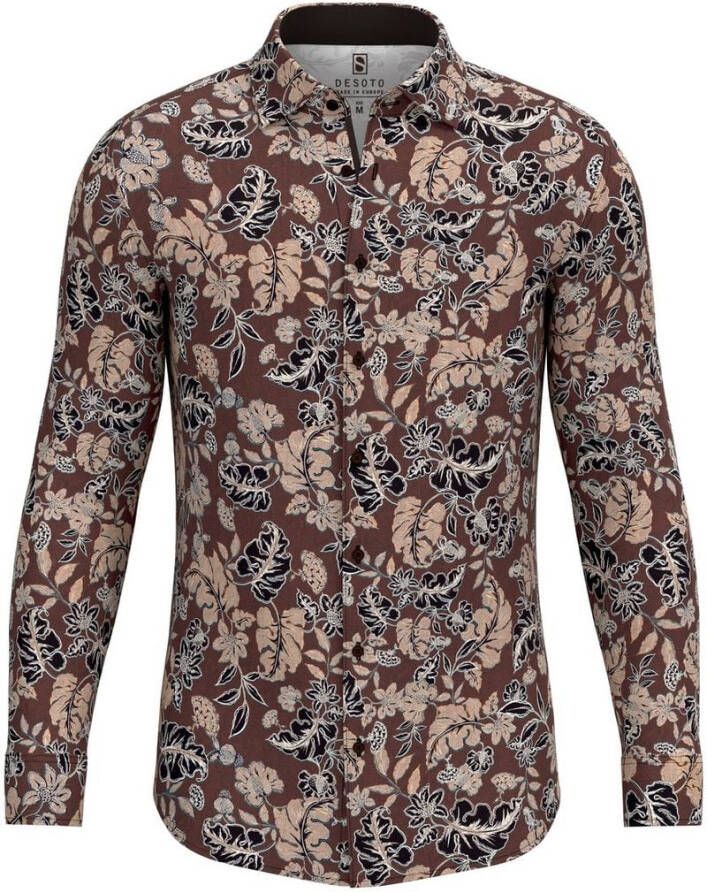 Desoto Overhemd Bloemenprint Bruin