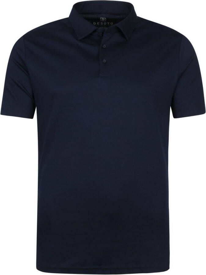 Desoto casual overhemd korte mouw slim fit donkerblauw effen katoen