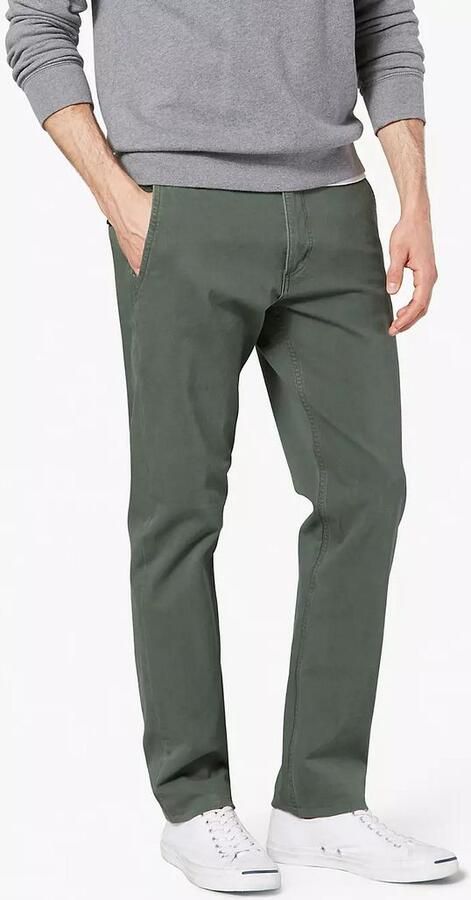 Dockers Groene Herenbroek 4 Zakken Rits Knoop Logo Green Heren - Foto 4