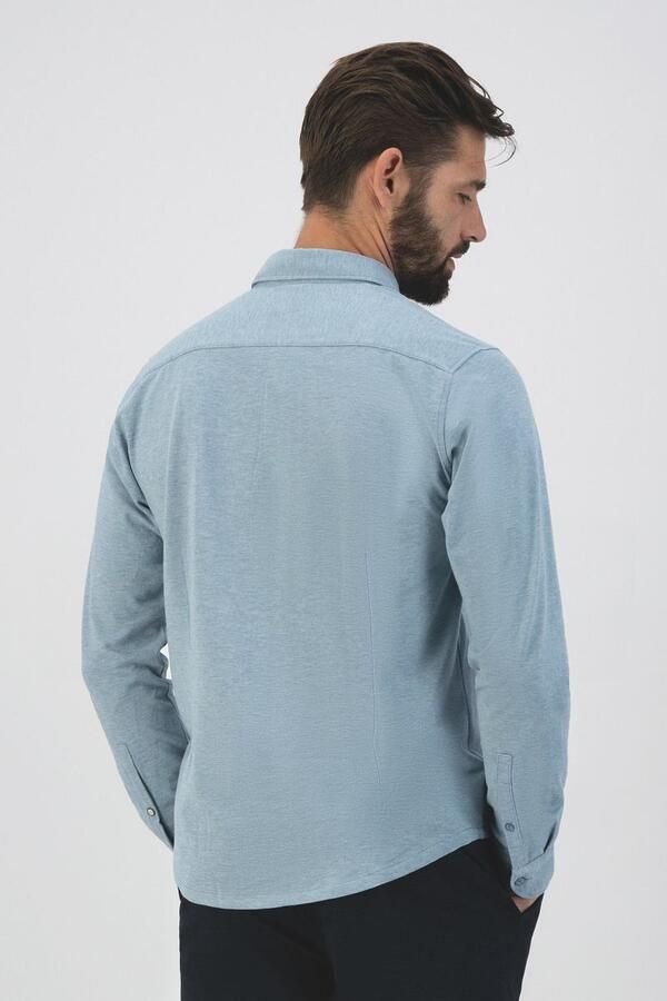 DSTREZZED Heren Overhemden Kirk Shirt Melange Pique Blauw - Foto 11