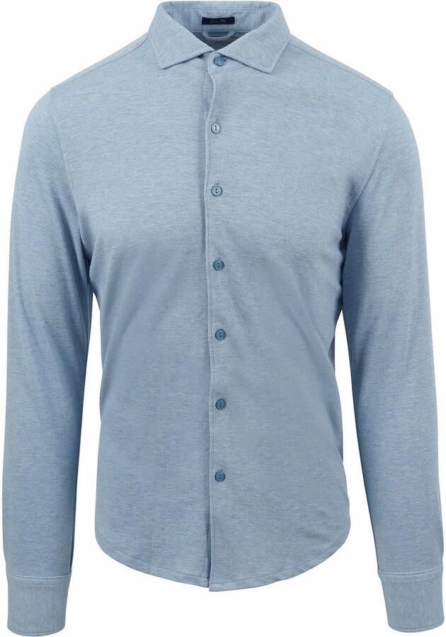 DSTREZZED Heren Overhemden Kirk Shirt Melange Pique Blauw - Foto 8