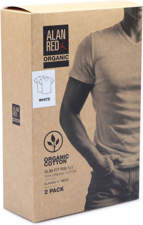 Alan Red Organic V-Hals T-Shirt Wit 2-Pack