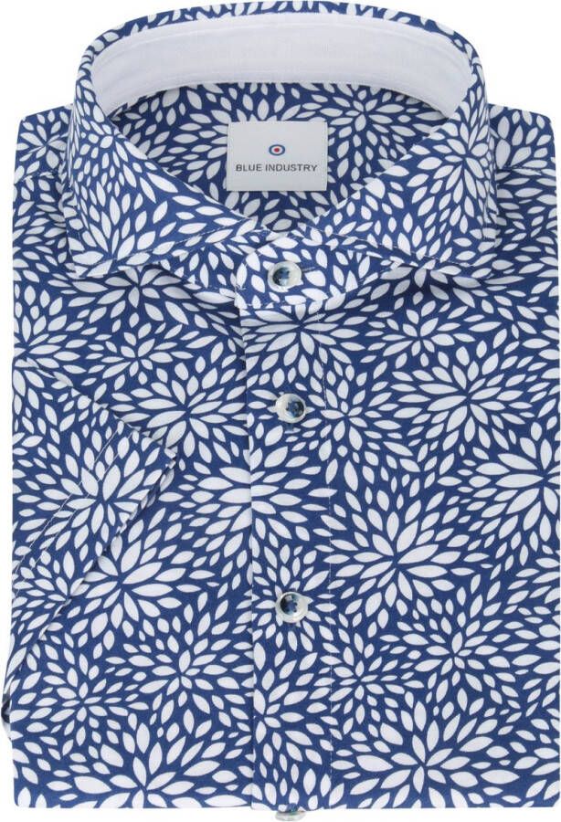 Blue Industry Blauw Overhemd KM Print