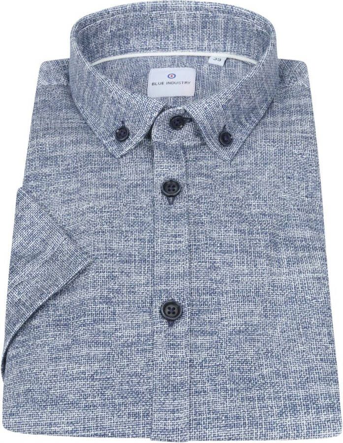 Blue Industry KM Overhemd Jersey Melange Blauw