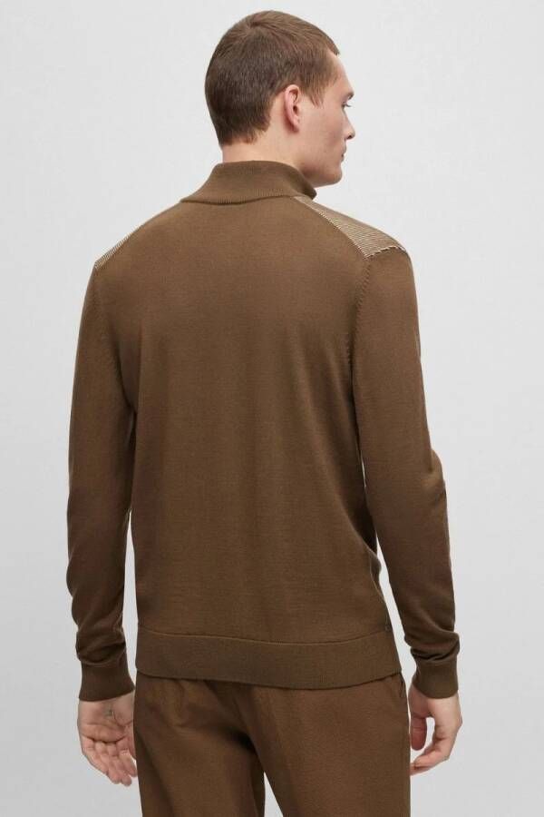 Boss Ofilato Half Zip Trui Wol Bruin